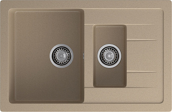 GRANFEST Мойка композит QUADRO GF-Q--775KL 1.5-чаш+крыло 775*500мм   песочный арт.GF- GRANFEST Мойка композит QUADRO GF-Q--775KL 1.5-чаш+крыло 775*500мм   песочный арт.GF-