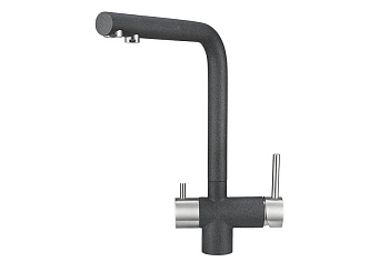 2305, ГРАФИТ Смеситель для кухни однорыч., с подкл. для питьевой водычерно-сер., GRANULA