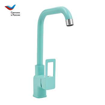 Коттедж Смеситель для мойки с высоким  изливом, одноручный, мятный,  СЛАВЕН, СЛ-ОД-Д92