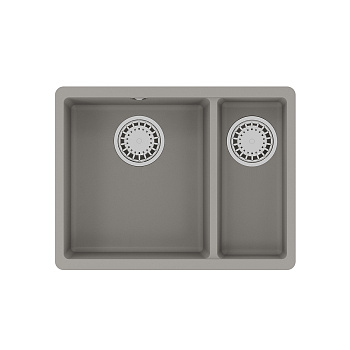 Кухонная мойка Lemark SINARA 550.2-U подстольного монтажа с доп.чашей из кварцгранита, Грей Кухонная мойка Lemark SINARA 550.2-U подстольного монтажа с доп.чашей из кварцгранита, Грей