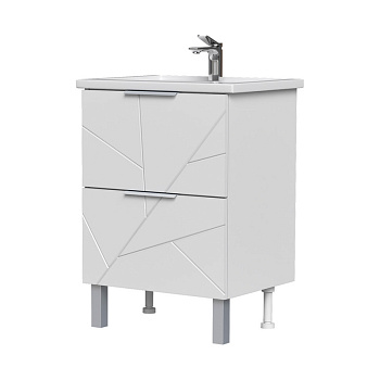 Тумба Twing 60, напольная, 2 ящ., белый (под раковину Фостер 60), VOLNA