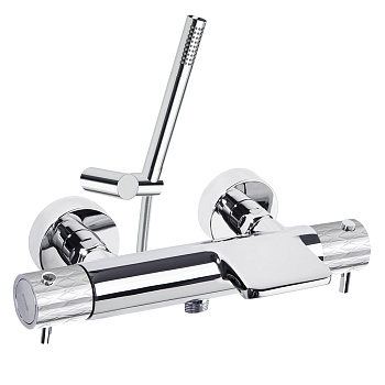 Термостатический смеситель для ванны наружнего монтажа с каскадным изливом и душевым комплектом ODIS