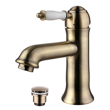 Villa Смеситель для раковины, монолит.излив 118мм дон.клап.Click/Clack, р/ОД, бронза, LM, LM4806B