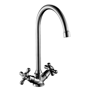 H02 Смеситель для кухни, выс.пов.излив 165мм, р/ДВ, хром, ROS, H02-72