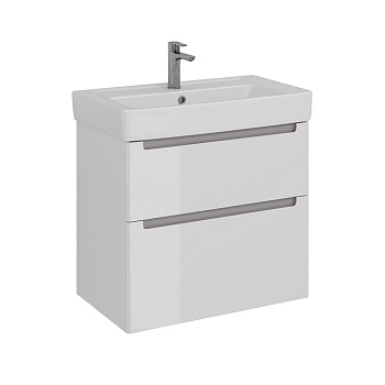 Тумба Lemark BUNO 80 см под 1 раковину, подвесная/напольная, 2 ящика, цвет планки: Серый, цвет корпу