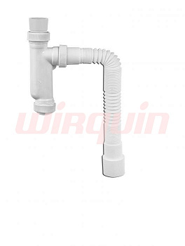 Сифон для писсуара белый, вход d38-44мм, с гофротрубой 40Х40/50, WIRQUIN