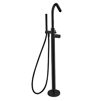 Напольный смеситель для ванны однорычажный с душевым комплектом TZAR 348503DNM матовый черный