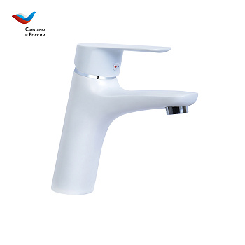 КОТТЕДЖ Смеситель для умывальника с литым изливом, белый, СЛ-ОД-Г1Б, Славен