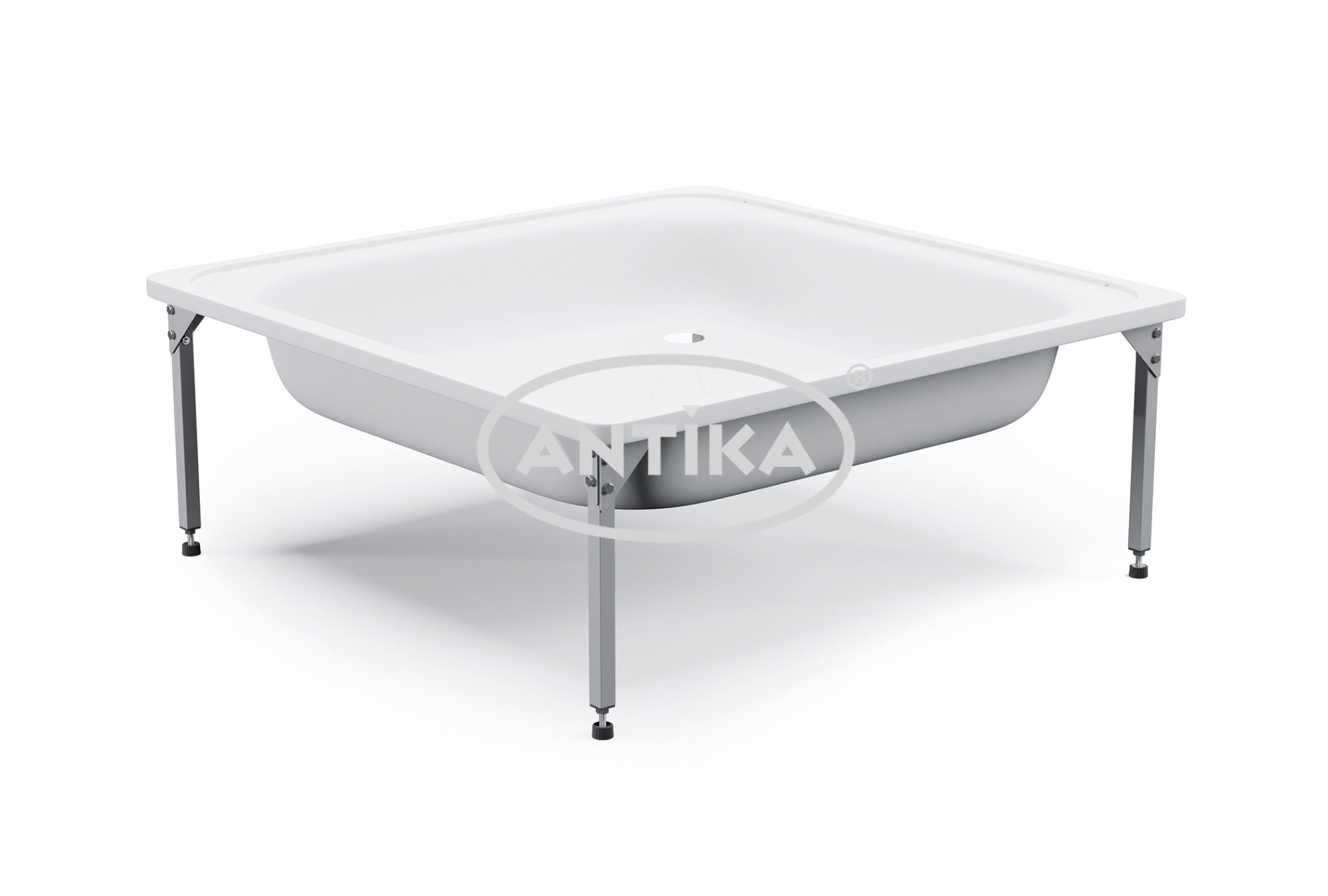 ANTIKA Поддон душевой стальной эмалированный 90х90х15 см., слив D-52мм., с подставкой ANTIKA Поддон душевой стальной эмалированный 90х90х15 см., слив D-52мм., с подставкой