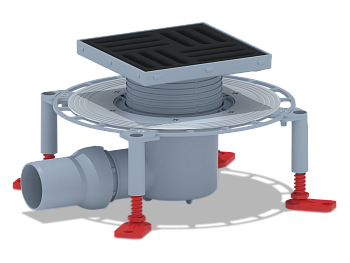Трап для душа АНИ Пласт THZ5616 DN50 горизонтальный регулируемый с комбинированным затвором и решёткой из чугуна 150х150 мм