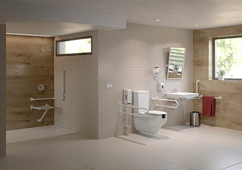 Поручень полукруглый для людей с ограниченными возможностями 600мм.  Белый Поручень полукруглый для людей с ограниченными возможностями 600мм.  Белый