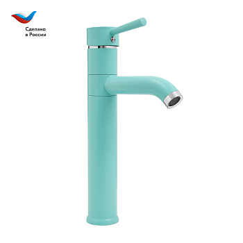 Город Смеситель для умывальника с высоким корпусом, одноручный, мятный,  СЛАВЕН, СЛ-ОД-Д82