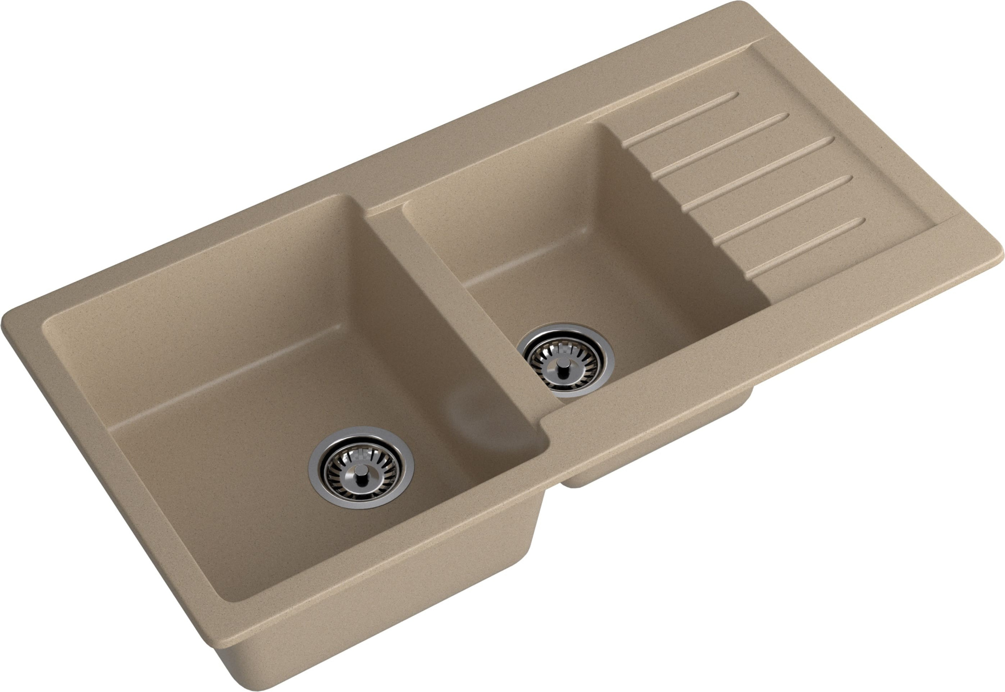 GRANFEST Мойка композит PRACTIK GF-P--980KL  2 чаши с  крылом 980*510 мм  песочный  арт.GF-
