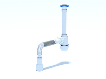 ANI Сифон для раковины 1 1/4"*40мм. c гибкой трубой 40*40/50мм. (длина винта 85мм.), ANI PLAST