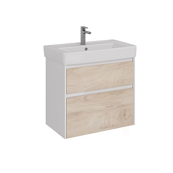 Тумба Lemark COMBI 80 см под 1 раковину, подвесная/напольная, 2 ящика, цвет фасада: Дуб кантри, цвет