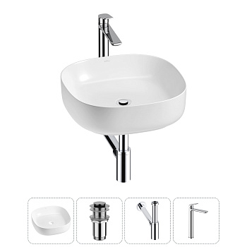 Накладная раковина для ванной комнаты Wellsee Belle Spa 3.0 20212697R в наборе 4 в 1: раковина белый