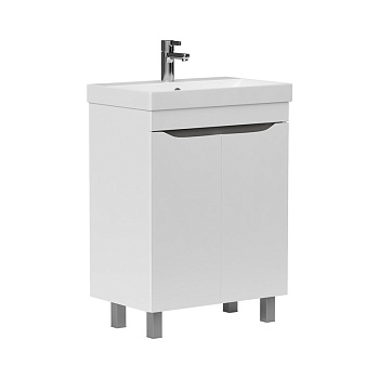 Тумба Lake 60, напольная, 2 дв., белый/серый оникс (под раковину 9696-60), VOLNA