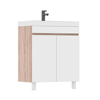 Тумба Conty 60, напольная, 2 дв., белый/дуб снома (под раковину 9696-60), VOLNA