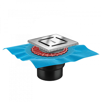 Трап водосток ZENTRUM Norma 150х150, хром глянец, выпуск D50/75/110 H74 вертикальный, BERGES