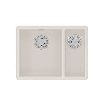 Кухонная мойка Lemark SINARA 550.2-U подстольного монтажа с доп.чашей из кварцгранита, Жасмин  Кухонная мойка Lemark SINARA 550.2-U подстольного монтажа с доп.чашей из кварцгранита, Жасмин