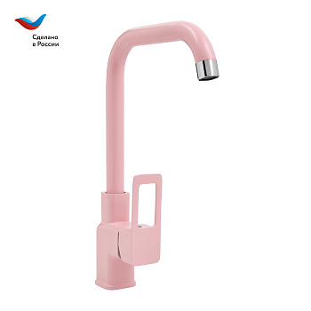 Коттедж Смеситель для мойки с высоким  изливом, одноручный, розовый,  СЛАВЕН, СЛ-ОД-Д90