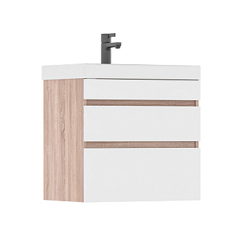 Тумба Conty 70, подвесная, 2 ящ., белый/дуб снома (под раковину 9696-70), VOLNA
