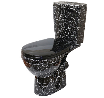 РИО Унитаз-компакт гориз. вып., 2-х реж. арм. "Уклад", сид. полип. "Уклад", черный кракелюр, ROSA РИО Унитаз-компакт гориз. вып., 2-х реж. арм. "Уклад", сид. полип. "Уклад", черный кракелюр, ROSA