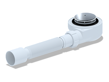 Сифон для душевого поддона  1 1/2**50, h 55 хром с гибкой тр. 375*40/50, ANI PLAST