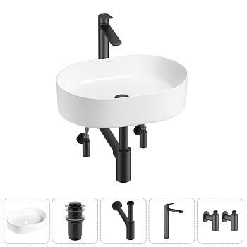 Накладная раковина для ванной комнаты Wellsee Belle Spa 20212518R в наборе 5 в 1: раковина белый гля