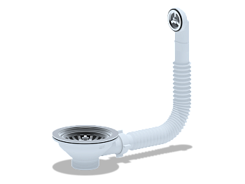 ANI Перелив гибкий для мойки 3 1/2", с круглым вертикальным корпусом, ANI PLAST