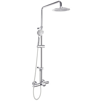 Душевая термостатическая система наружнего монтажа с телескопическим тропическим душем и душевым ком