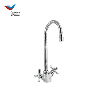 ПРОРАБ Смеситель для кухни с гибким изливом,двуручный, СЛАВЕН, О25