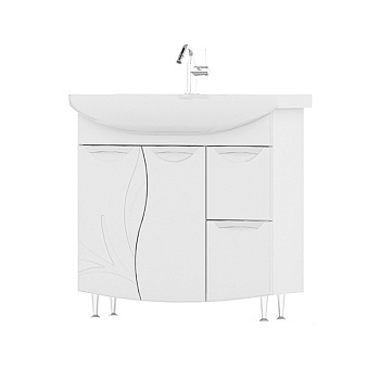 Тумба Adel 80, напольная, 1дв., 2 ящ., белая (под раковину Балтика 80), VOLNA