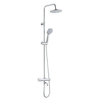 Стойка душевая с терм. смесителем для ванны и верхним душем DUSHA, DUS08-302