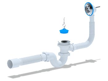 ANI Сифон для ванны 1 1/2" с выпуском и переливом, с гибкой трубой 40*50мм.,ANI PLAST