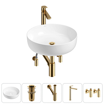 Накладная раковина для ванной комнаты Wellsee Belle Spa 3.0 20212647R в наборе 5 в 1: раковина белый