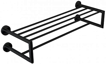 Полка для полотенец NIZA с 4 креплениями к стене черная