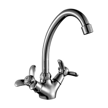 Q02 Смеситель для кухни, пов.излив 157мм, р/ДВ, хром, ROS, Q02-71