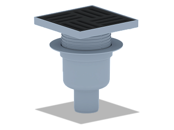 Трап для душа АНИ Пласт TQ5716 DN50 вертикальный регулируемый с сухим затвором и решёткой из чугуна 150х150 мм