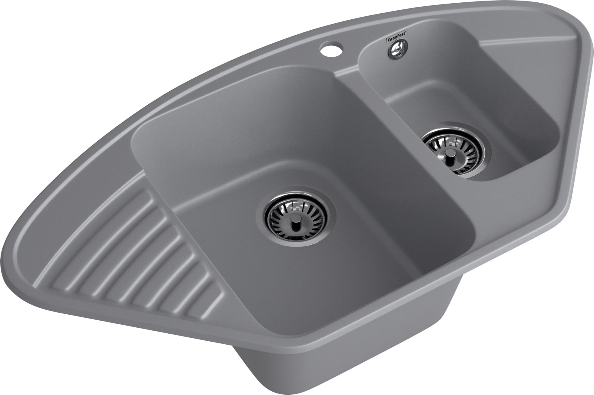 GranFest QUARZ (ECO-14) Мойка угл.1,5 чаш. 930*500 (темно-серый) GranFest QUARZ (ECO-14) Мойка угл.1,5 чаш. 930*500 (темно-серый)
