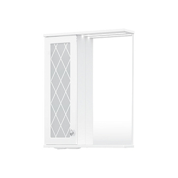 Зеркало-шкаф Milenal 55, с LED подсветкой, подвесной, левый, белый, VOLNA