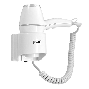 Фен для волос настенный PUFF-1800 снежно-белый, 1,8 кВт (1405.004)