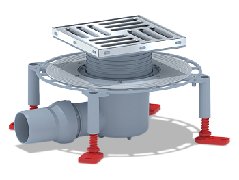 Трап для душа АНИ Пласт THZ5612 DN50 горизонтальный регулируемый с комбинированным затвором и решёткой из нержавеющей стали 150х150 мм