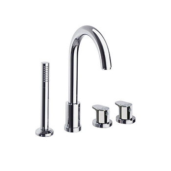 Термостатический смеситель на борт ванны однорычажный с изливом и душевым комлектом ALEXIA 363302TM