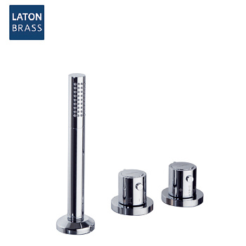 Термостатический смеситель на борт ванны однорычажный с душевым комлектом AROLA 2633TMSCA