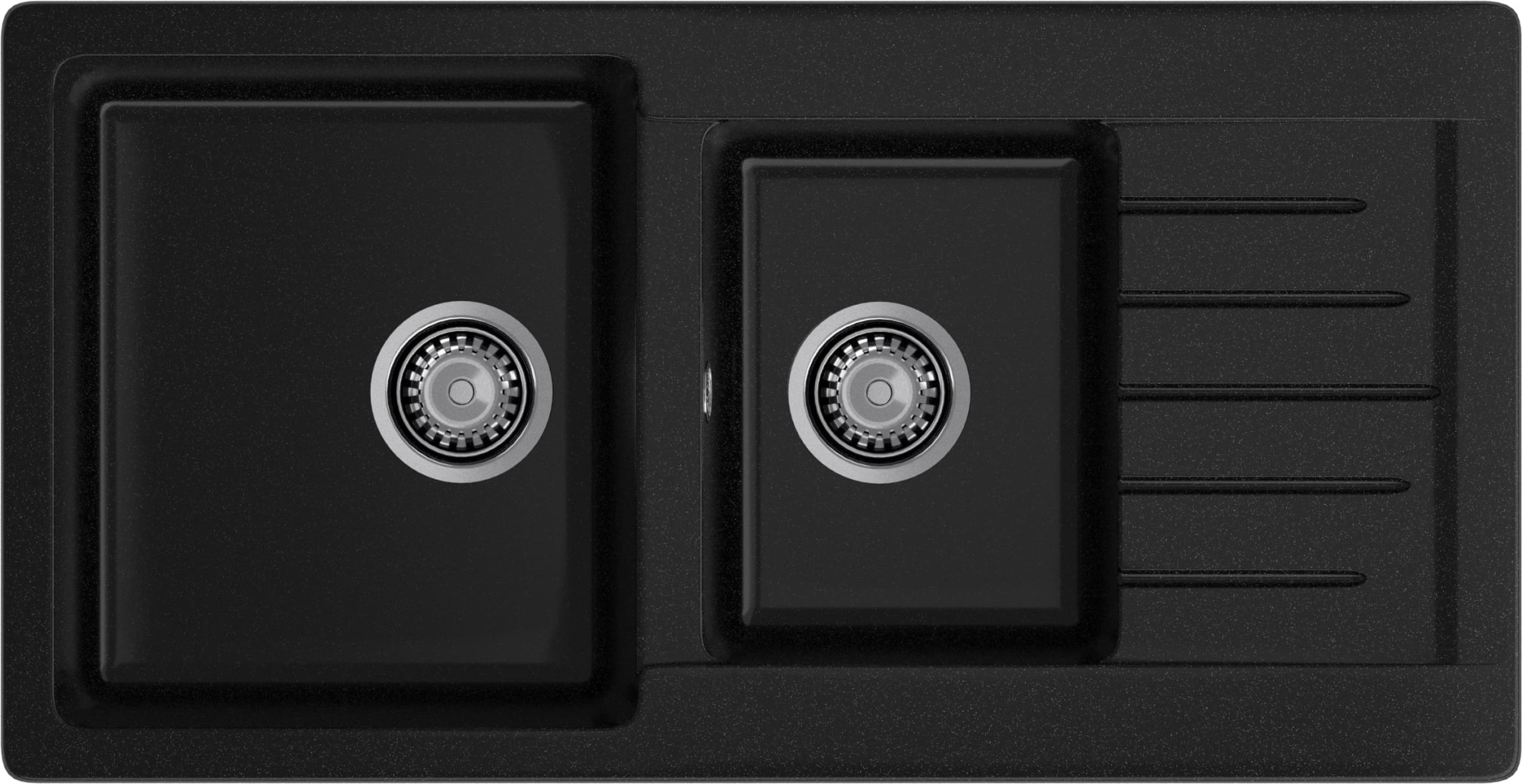 GRANFEST Мойка композит PRACTIK GF-P--980KL  2 чаши с  крылом 980*510 мм  черный  арт.GF- GRANFEST Мойка композит PRACTIK GF-P--980KL  2 чаши с  крылом 980*510 мм  черный  арт.GF-