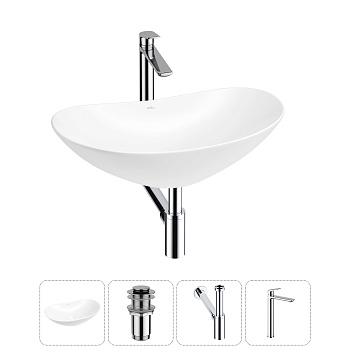 Накладная раковина для ванной комнаты Wellsee Carefree Dove 20212289R в наборе 4 в 1: раковина белый