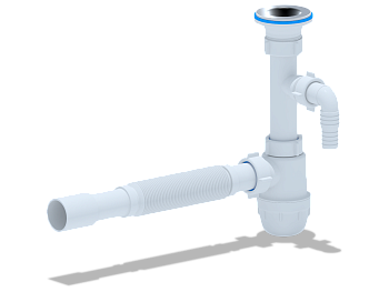 Cифон для раковины АНИ Пласт Юнг BM1315 1 1/4 дюйма 32 c отводом для стиральной машны и гибкой трубой 32х32/40