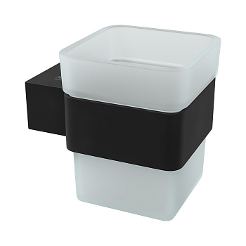 Стакан для зубных щеток SMOOTH LINE с держателем, черный Стакан для зубных щеток SMOOTH LINE с держателем, черный