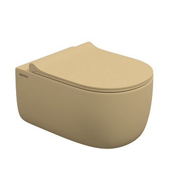 Унитаз подвесной EGO XL, микролифт, быстросъемное, кашемир матовый, BERGES Унитаз подвесной EGO XL, микролифт, быстросъемное, кашемир матовый, BERGES